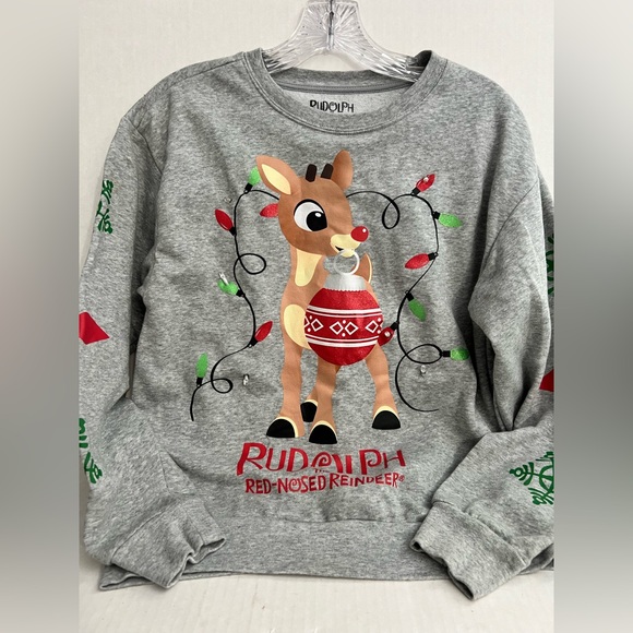 Rudolph The Red Nose Reindeer Light Up Sweatshirt with Holiday Design - Picture 1 of 5